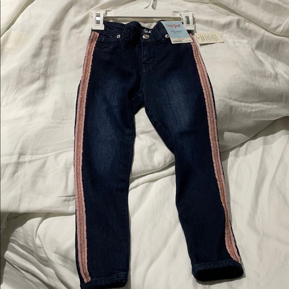 Cat & Jack 5 stretch jeans pink side details NWT